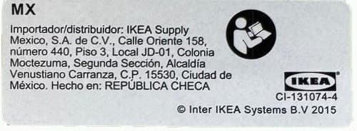 IKEA — dovozní etiketa (Mexiko)